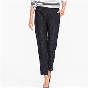 J. Crew Factory Black Lace Pull On Trouser Pant Ankle Length 00 Stretchy Waist